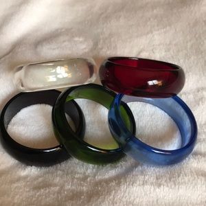 Lot of 5 Glass Bangles in various colors!